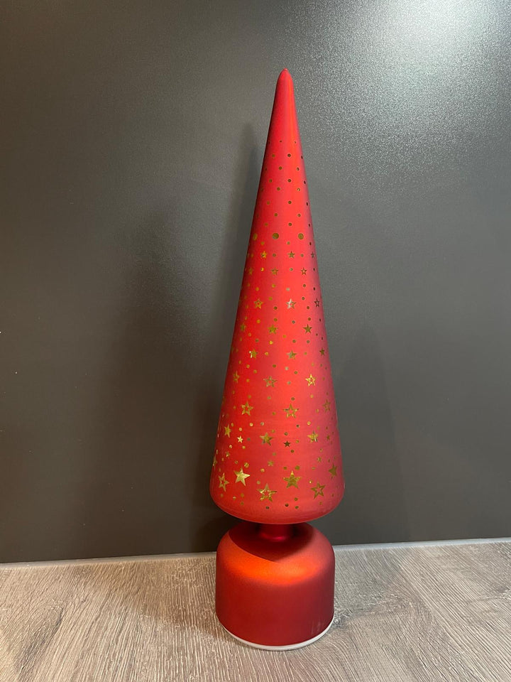 40cm LED Rotating Tree Star Red & White Christmas Festive Decoration