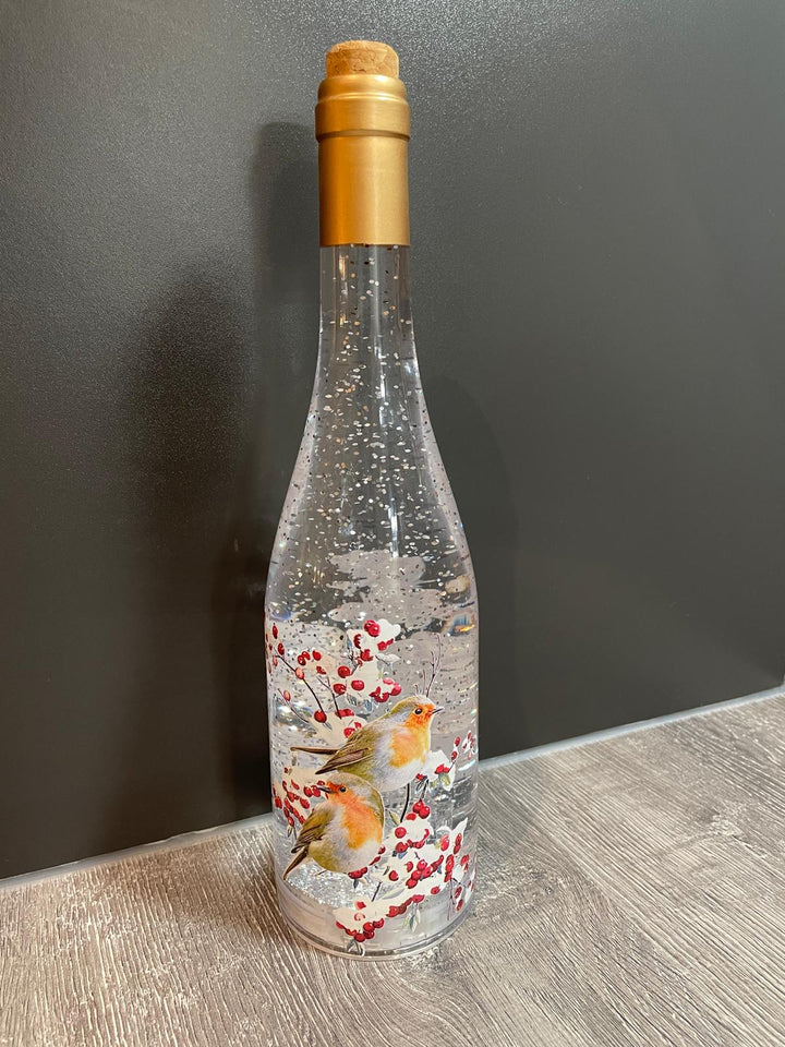 30CM Robin Bottle Spinner LED Lit Christmas Festive Robins