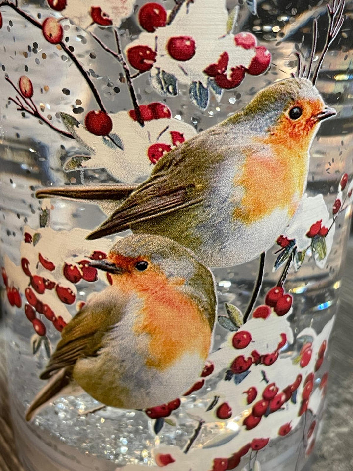 30CM Robin Bottle Spinner LED Lit Christmas Festive Robins