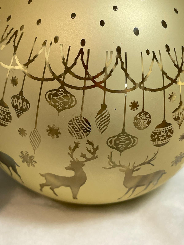 15cm LED Red, Gold & White Glass Bauble Christmas Tree Decoration