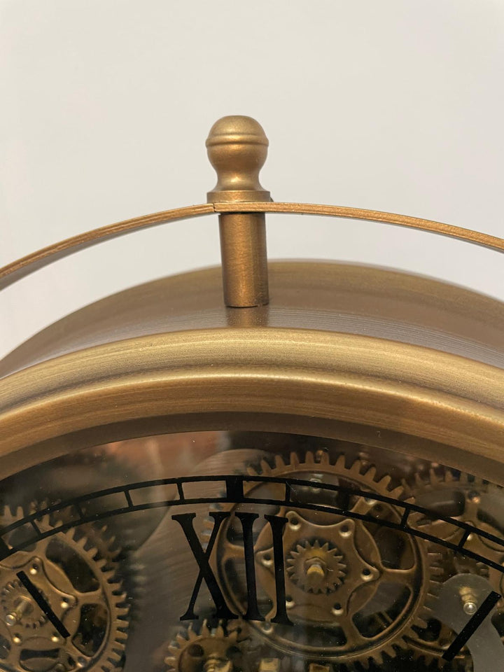 Black and Gold Wall Clock with Moving Cogs and Roman Numerals – Vintage Style