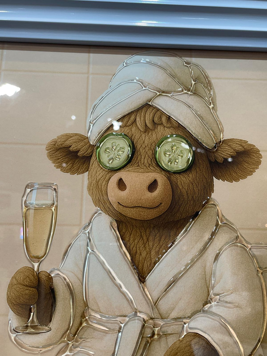 Moo Highland Cow Guest in Bathroom pamper style robes, facial quirky pictures
