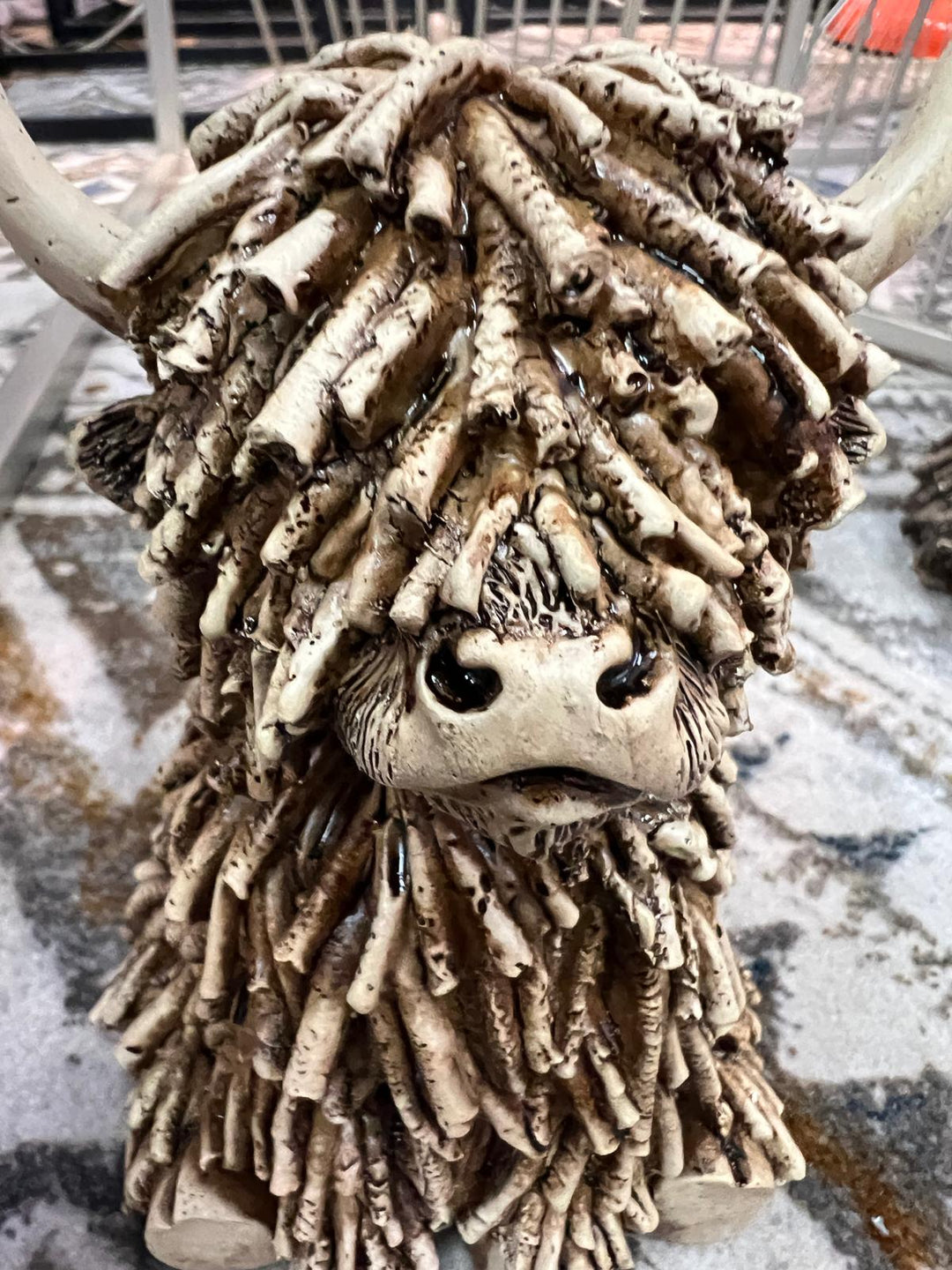 Highland Cow Ornament Rustic Wood Effect Resin Farmhouse country décor SM/M/L