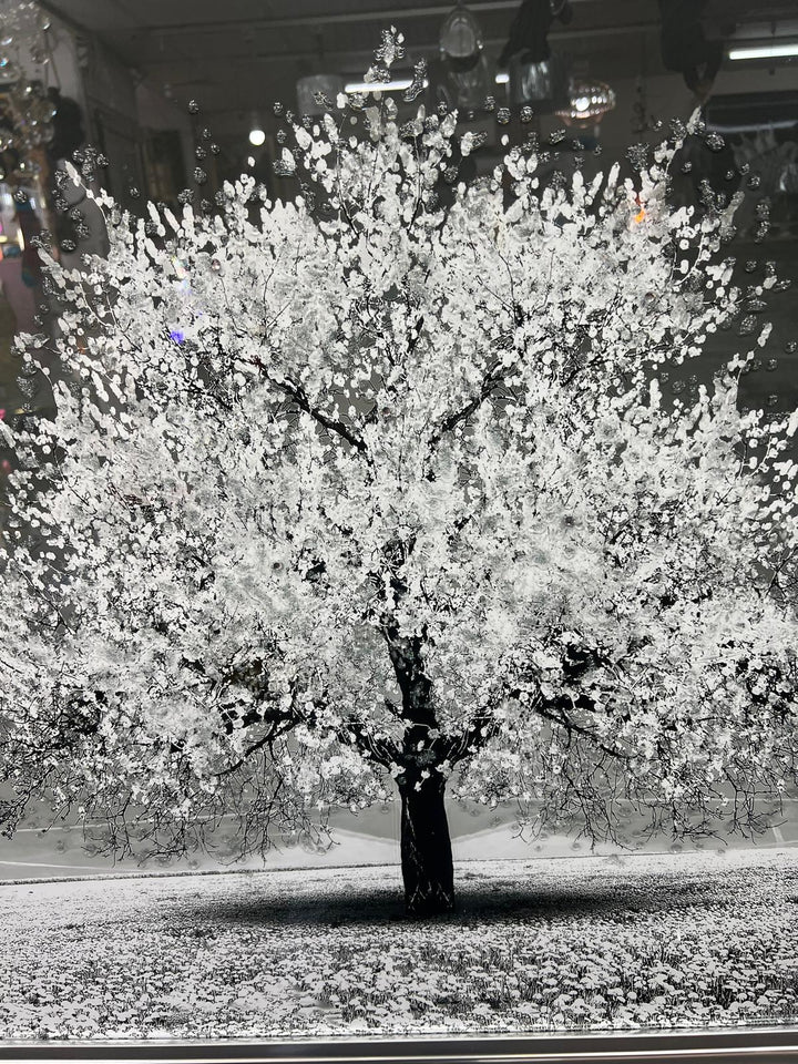 White Tree Wall Art Crystals Liquid Art Finish & Two-Tone Frame Elegant picture