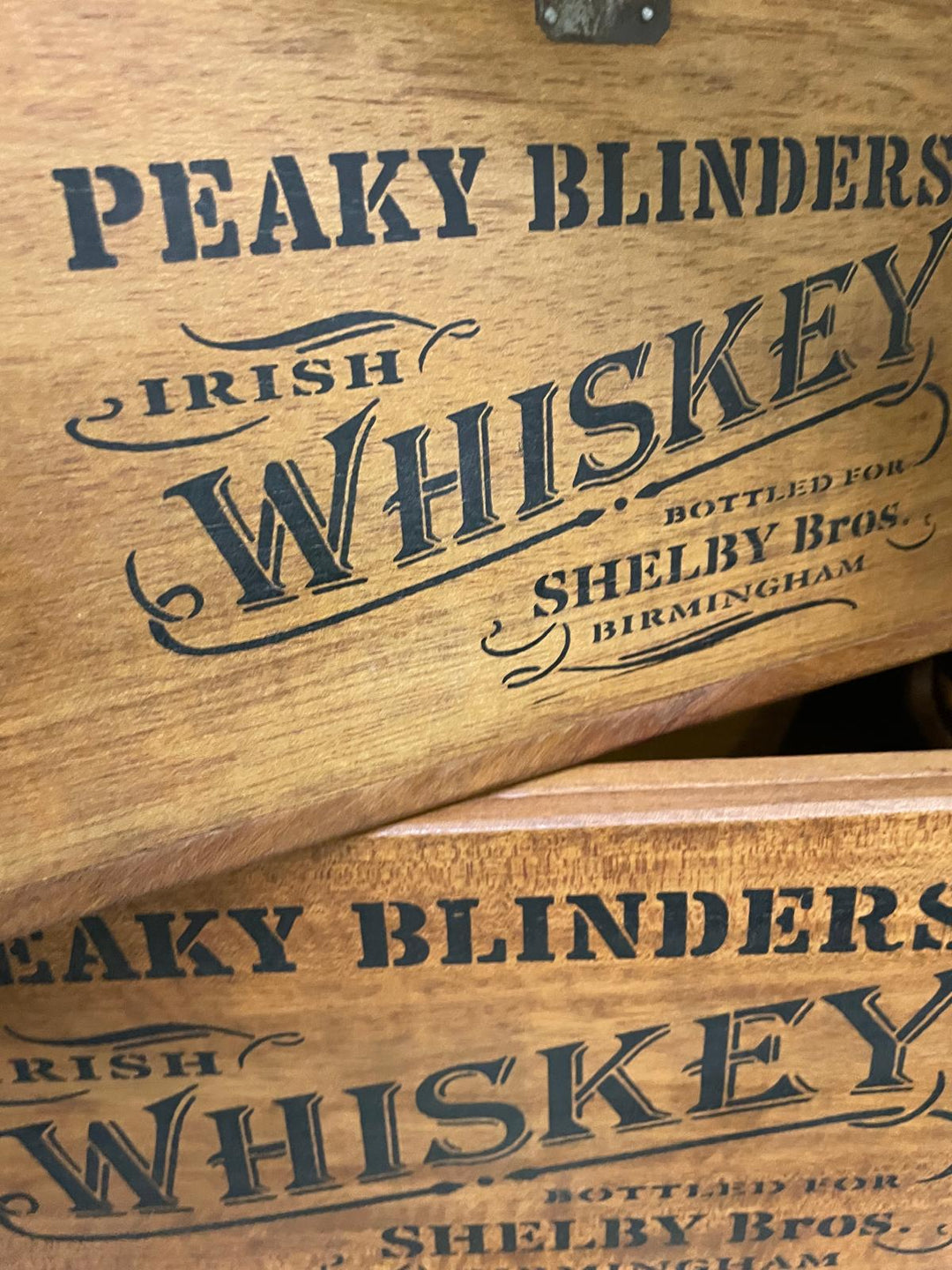 Wooden Whiskey Crates Peaky B. Bottle display Rustic Natural Finish (S/M/L Size)