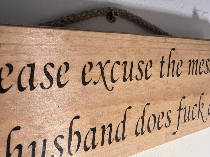 Quirky & Funny Natural Wooden Rope Hanging Wall Art plaques hand painted décor