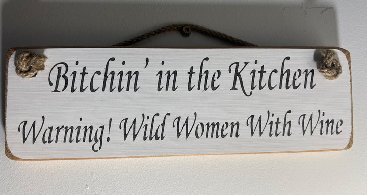 Quirky & Funny Natural Wooden Rope Hanging Wall Art plaques white hand painted