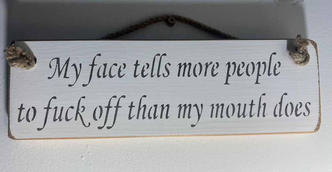 Quirky & Funny Natural Wooden Rope Hanging Wall Art plaques white hand painted