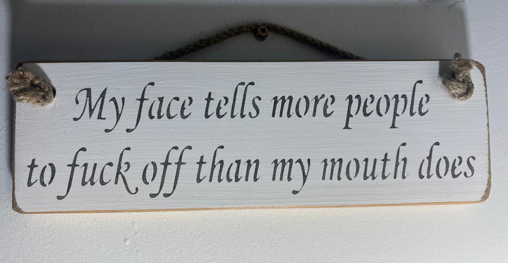Quirky & Funny Natural Wooden Rope Hanging Wall Art plaques white hand painted