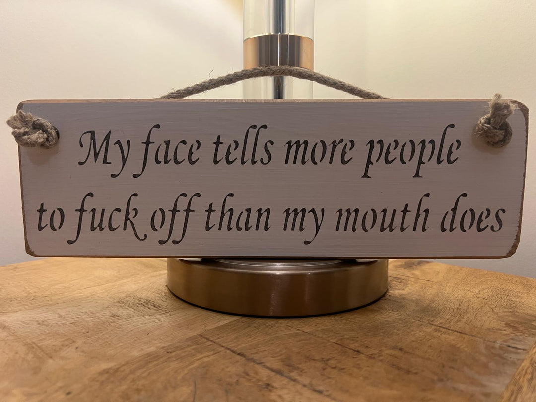 Quirky & Funny Natural Wooden Rope Hanging Wall Art plaques white hand painted
