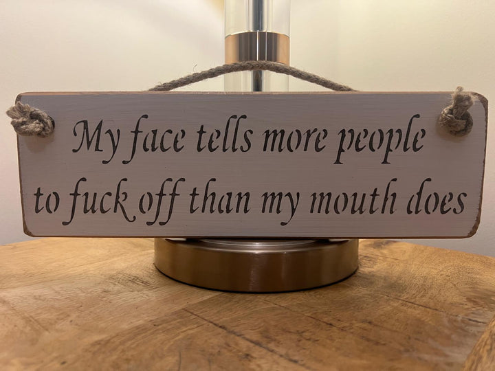 Quirky & Funny Natural Wooden Rope Hanging Wall Art plaques white hand painted