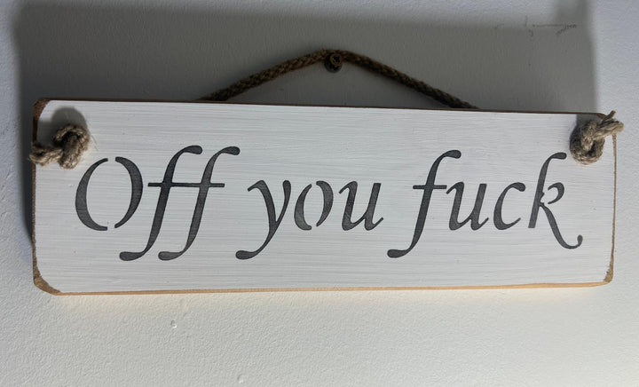 Quirky & Funny Natural Wooden Rope Hanging Wall Art plaques white hand painted