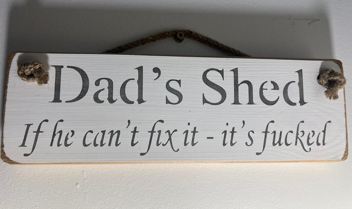Quirky & Funny Natural Wooden Rope Hanging Wall Art plaques white hand painted