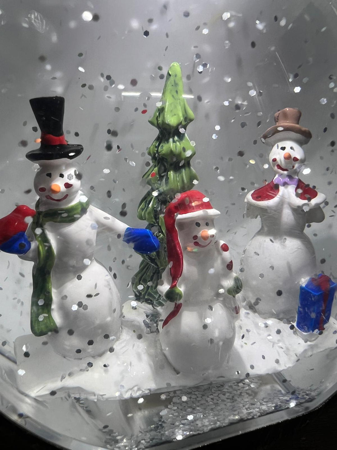 Snowman & Santa Christmas Snow Globes Battery Operated Light-Up Ornaments