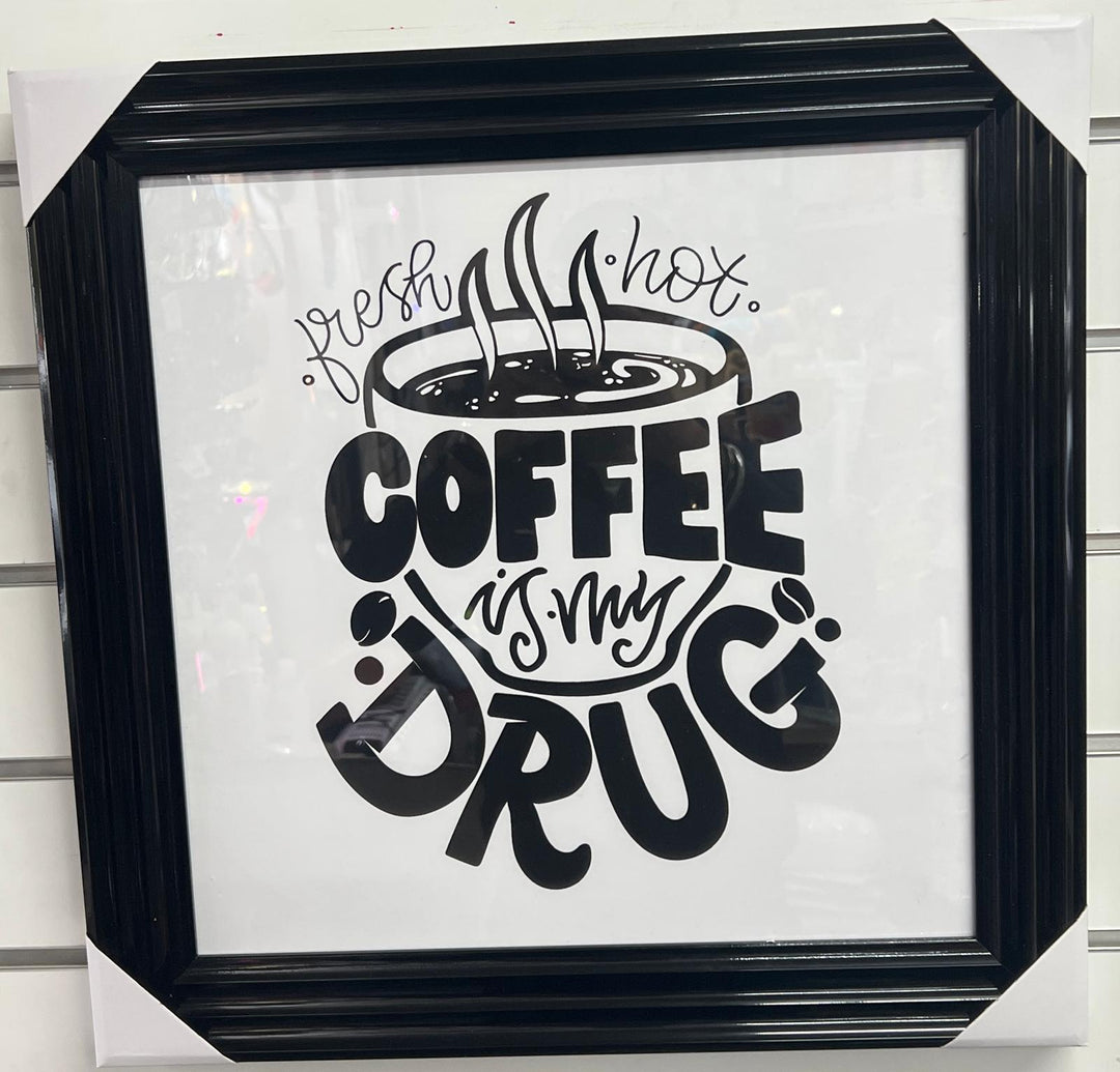 Coffee Wall Decor – Black & White Art Prints with Black Step Frames for Kitchen/Bar