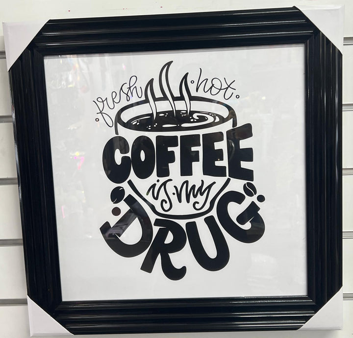 Coffee Wall Decor – Black & White Art Prints with Black Step Frames for Kitchen/Bar