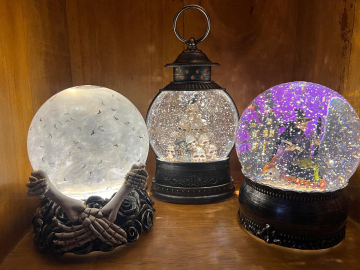 Spooky Halloween Witch & Skeleton Spinner Ornaments scary décor