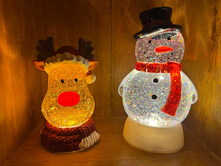 Snowman & Reindeer LED Spinner Lighted Festive Christmas Ornament Holiday decor