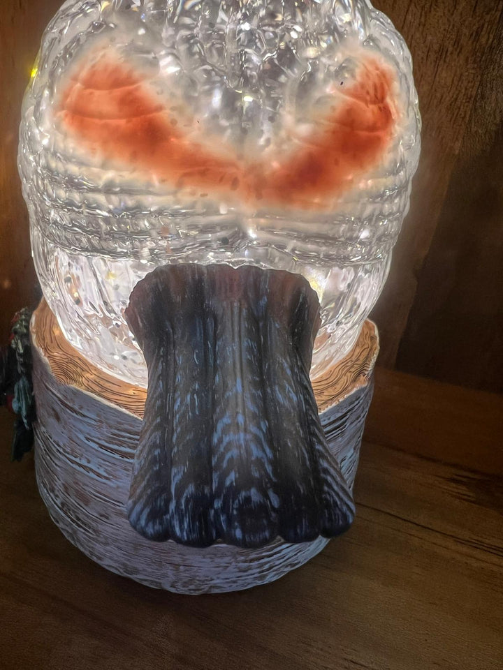 Owl Water Spinner Christmas Decoration Soothing Light-Up Festive Centrepiece