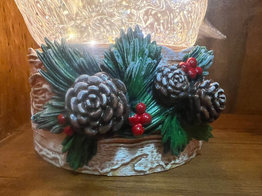 Owl Water Spinner Christmas Decoration Soothing Light-Up Festive Centrepiece