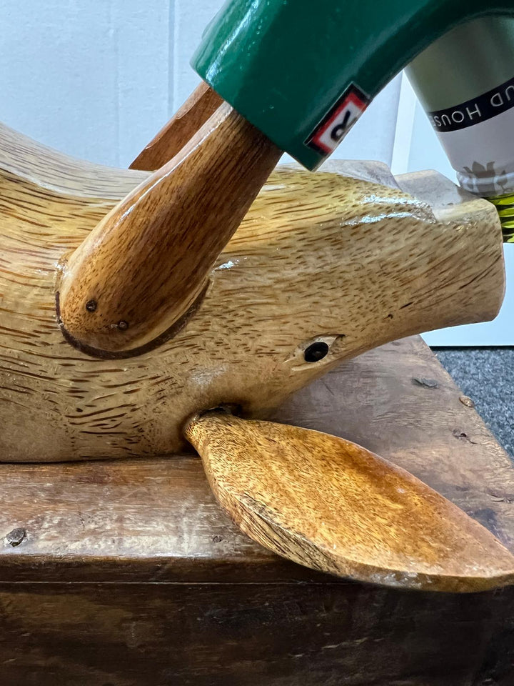 Wooden Pig Ornament in Colourful Wellies Wine Bottle Holder & ornaments