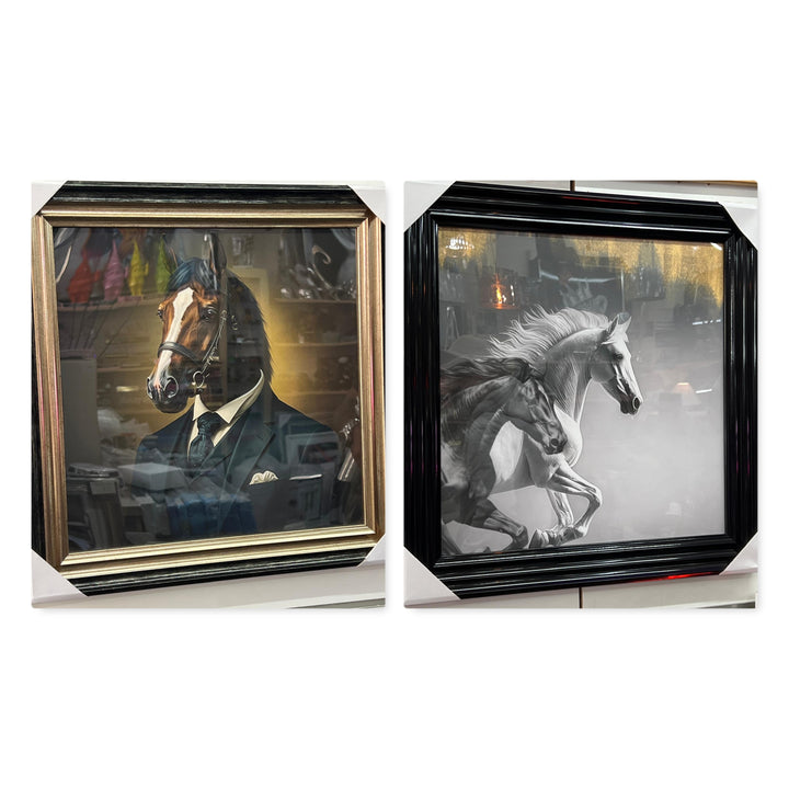 Elegant Horse Wall Art Black / Black & Gold Framed Horse Pictures Timeless Décor