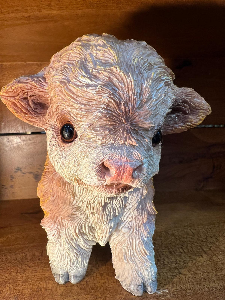 Cute Baby Cow Calf Resin Ornament–Mini Farmhouse Animal Décor for Home or Shelf