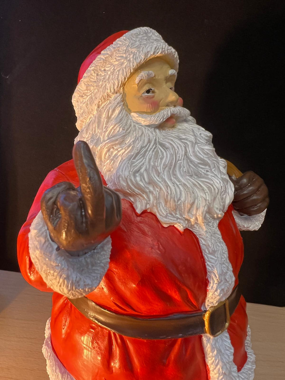 Cheeky Santa Ornament with Gifts & Dog in Sack Funny Christmas Décor Holiday