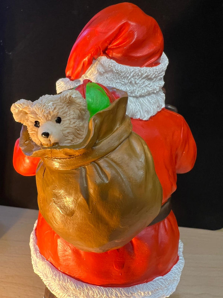 Cheeky Santa Ornament with Gifts & Dog in Sack Funny Christmas Décor Holiday