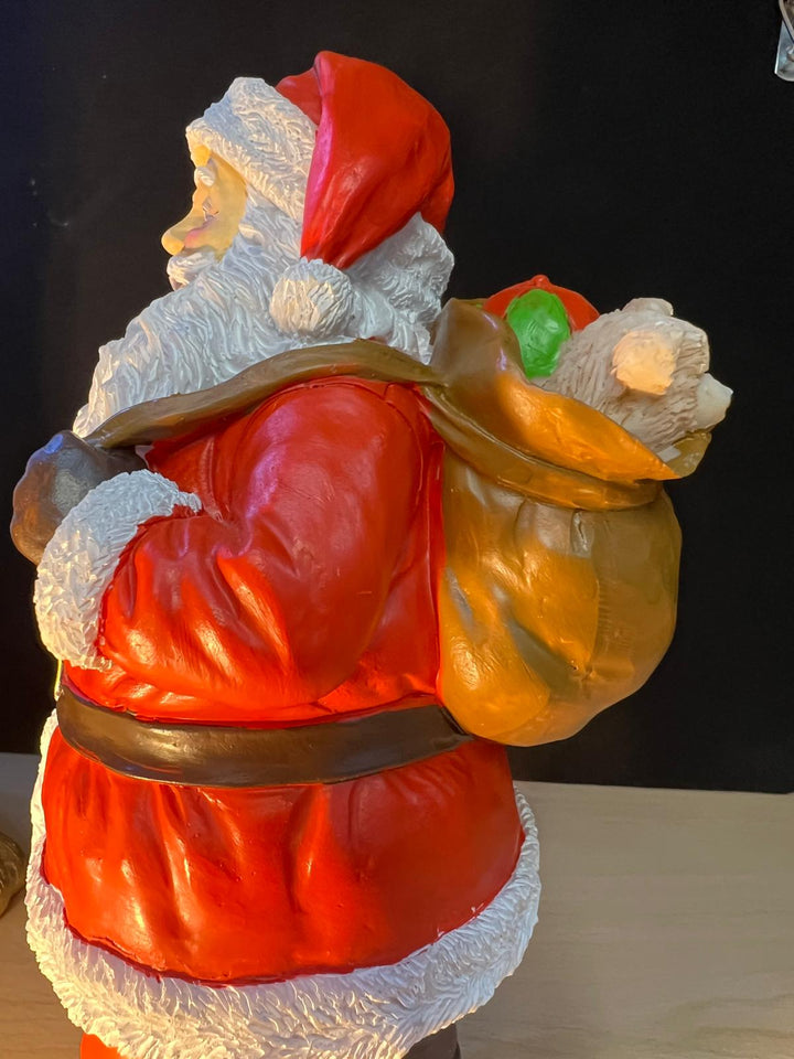 Cheeky Santa Ornament with Gifts & Dog in Sack Funny Christmas Décor Holiday