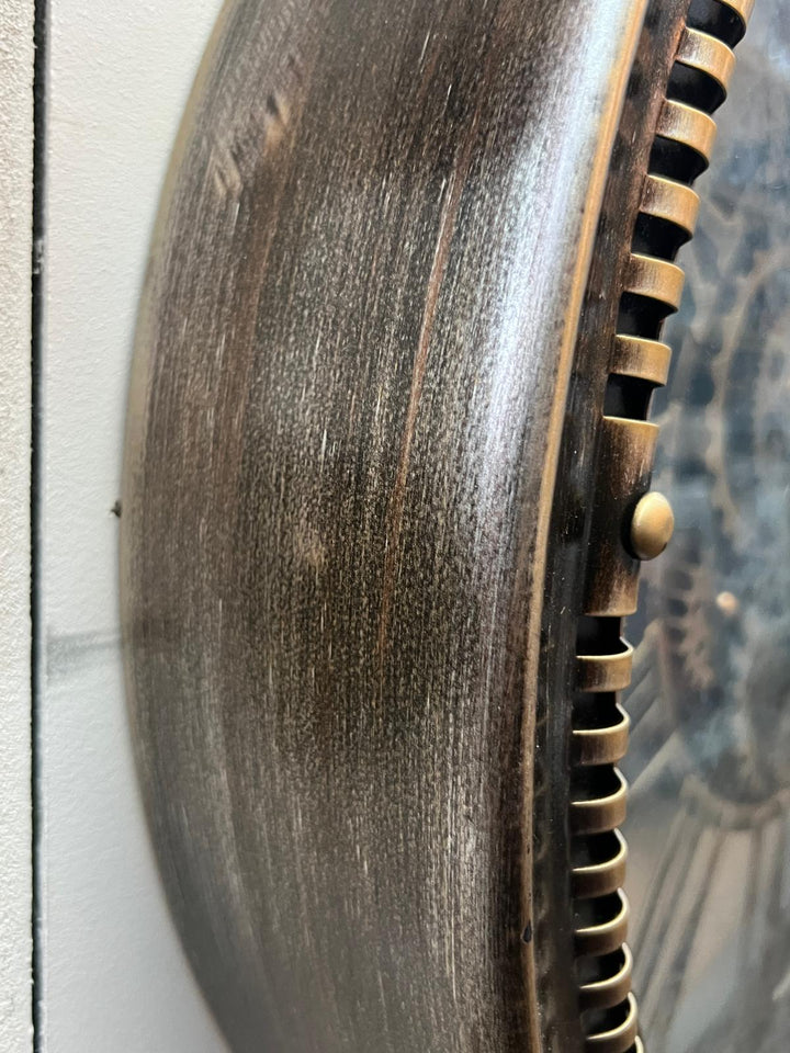Black, rustic, Bronze Wall Clock with Moving Cogs and Roman Numerals Vintage Style