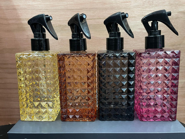 250ML-Crystal cut glass room spray bottles-POMEGRANATE NOIR, Oud & Bergamot, Cashmere & silk, Lime Basil & Mandarind