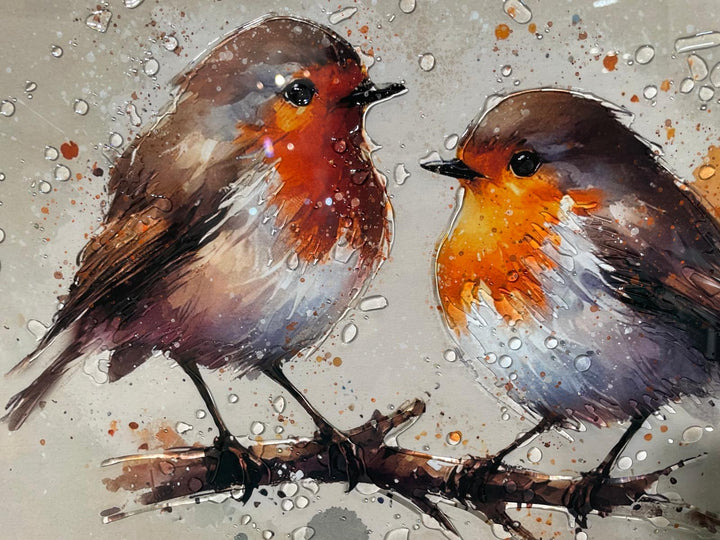 Robin Bird White Step Framed Picture wall art décor with fitments single or pair
