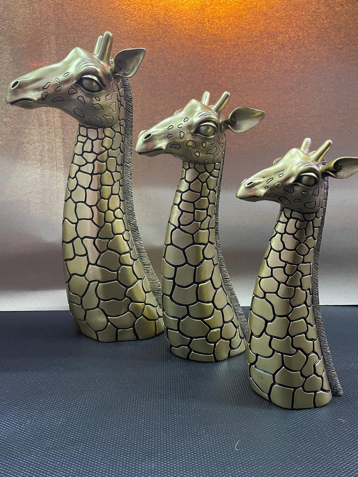 Gold Giraffe Head Bust Luxury Figurine Decorative Ornament safari Home Décor
