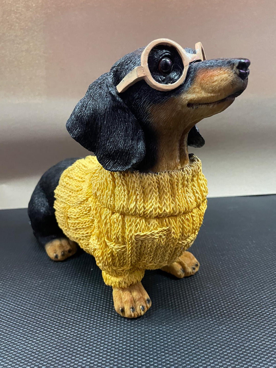 Quirky Dachshund Dog Resin Ornament in Cardigan & Wellies Decorative Figures