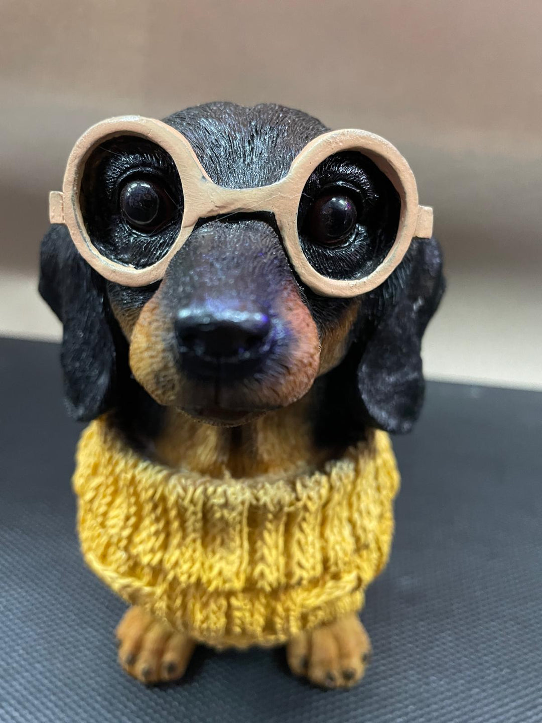 Quirky Dachshund Dog Resin Ornament in Cardigan & Wellies Decorative Figures