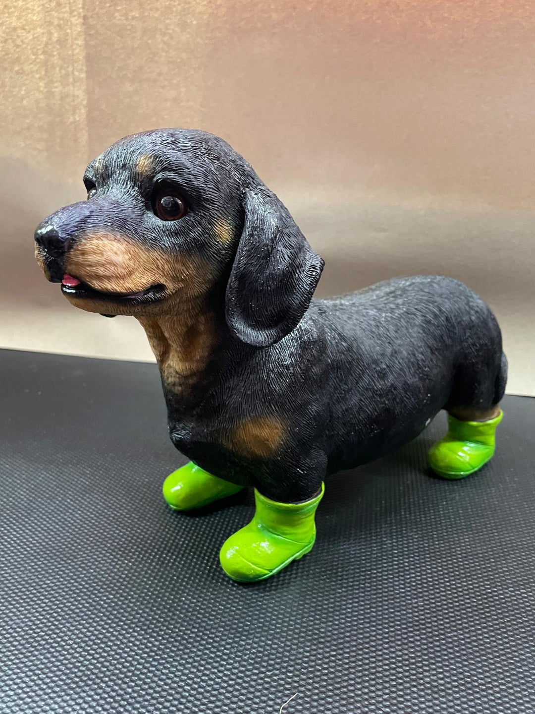 Quirky Dachshund Dog Resin Ornament in Cardigan & Wellies Decorative Figures