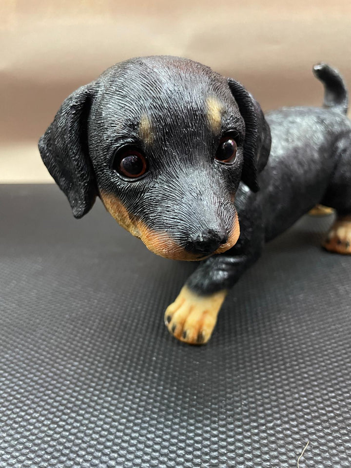 Quirky Dachshund Dog Resin Ornament in Cardigan & Wellies Decorative Figures