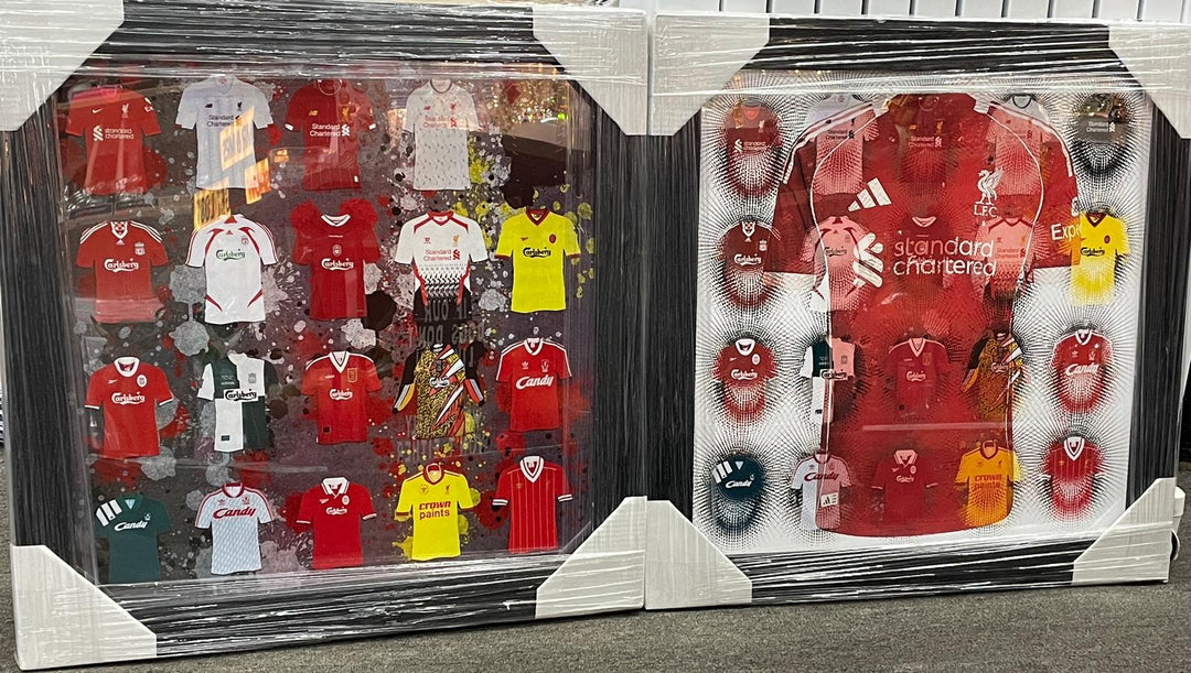 Black frame Liverpool FC Team miniature T-shirts stripe wall art pictures with fitment