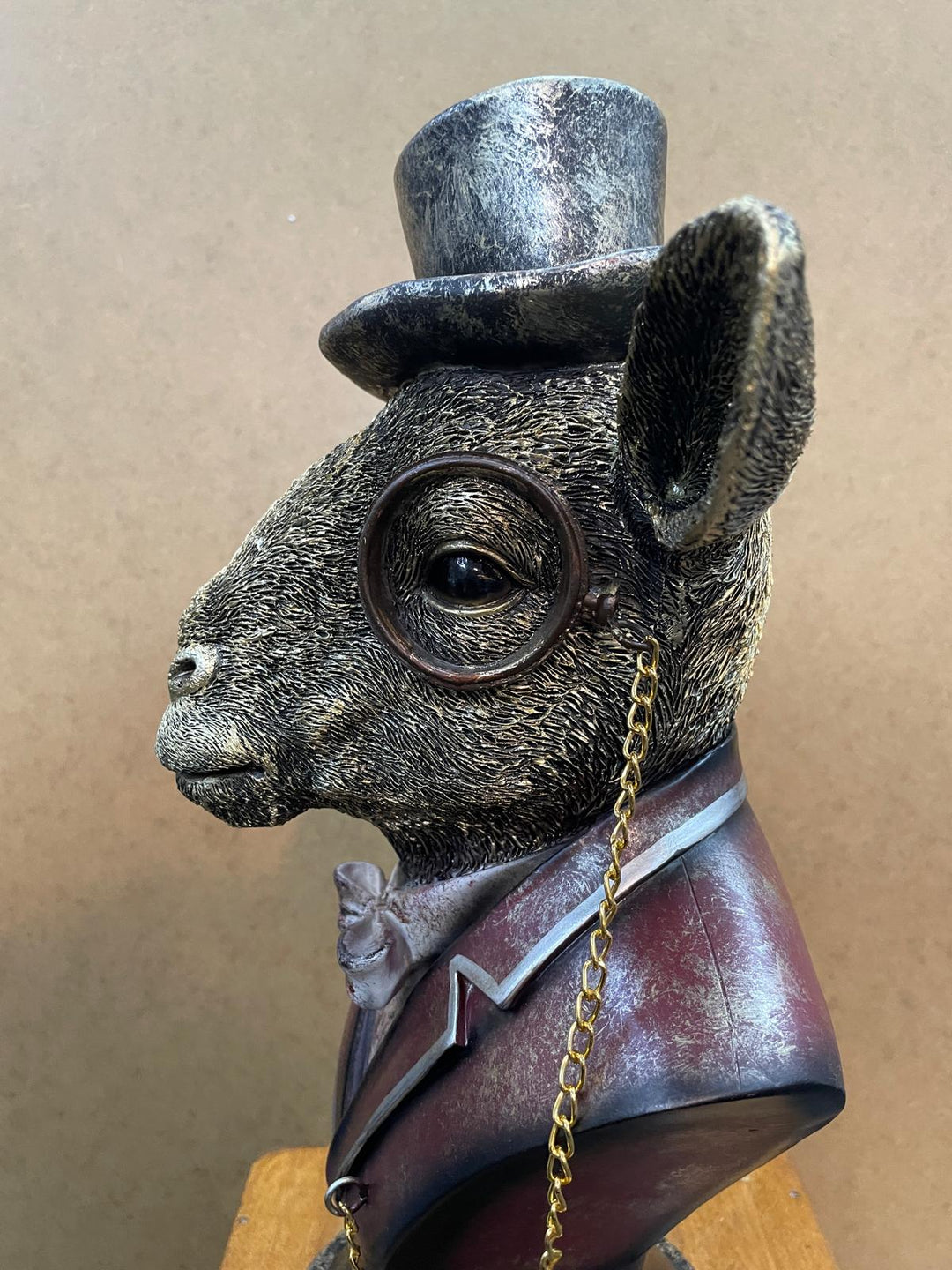 Goat Bust Figurine Statue Brushed Gold Art Ornament Hat suit &glasses Home Decor