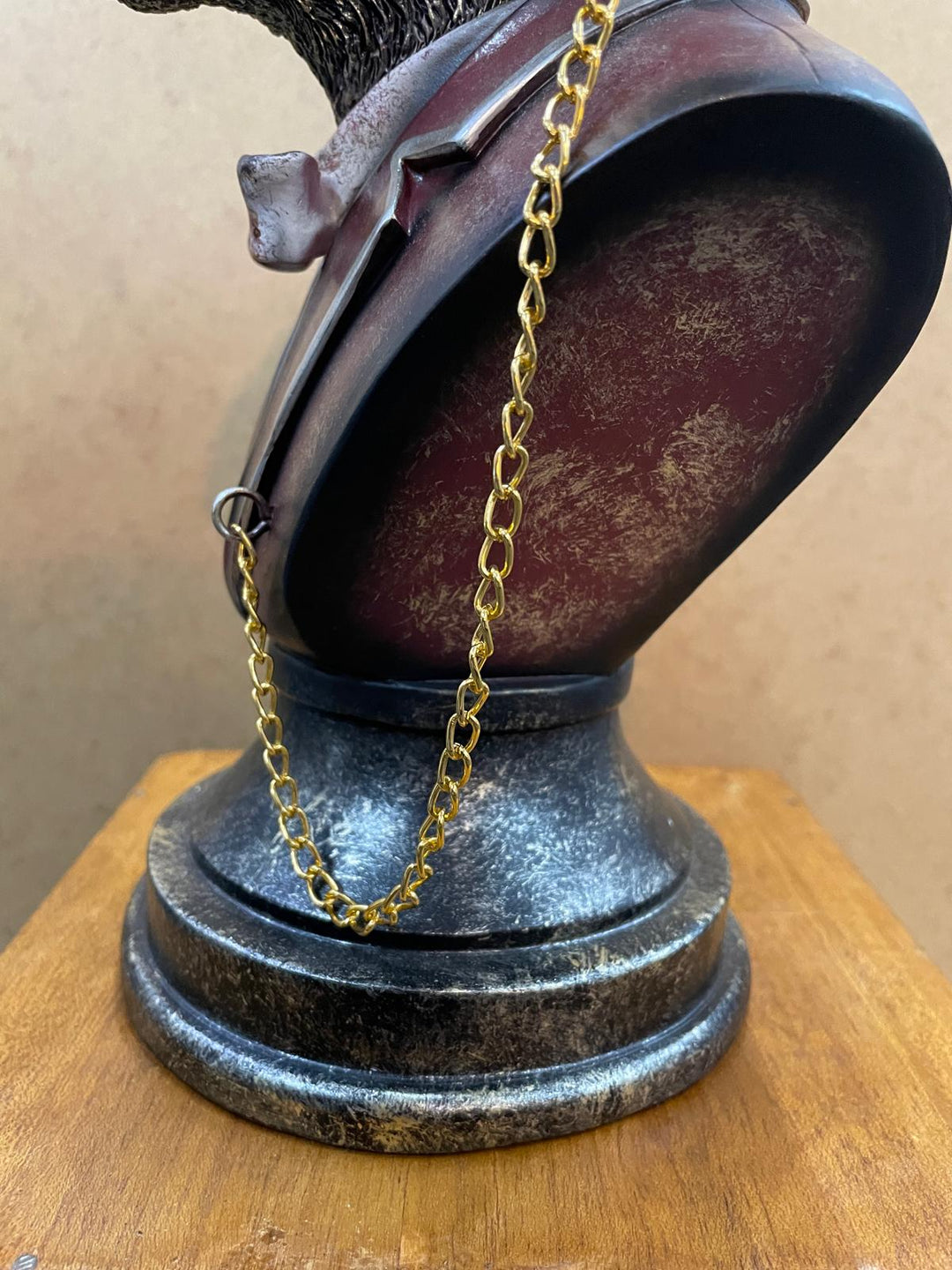 Goat Bust Figurine Statue Brushed Gold Art Ornament Hat suit &glasses Home Decor