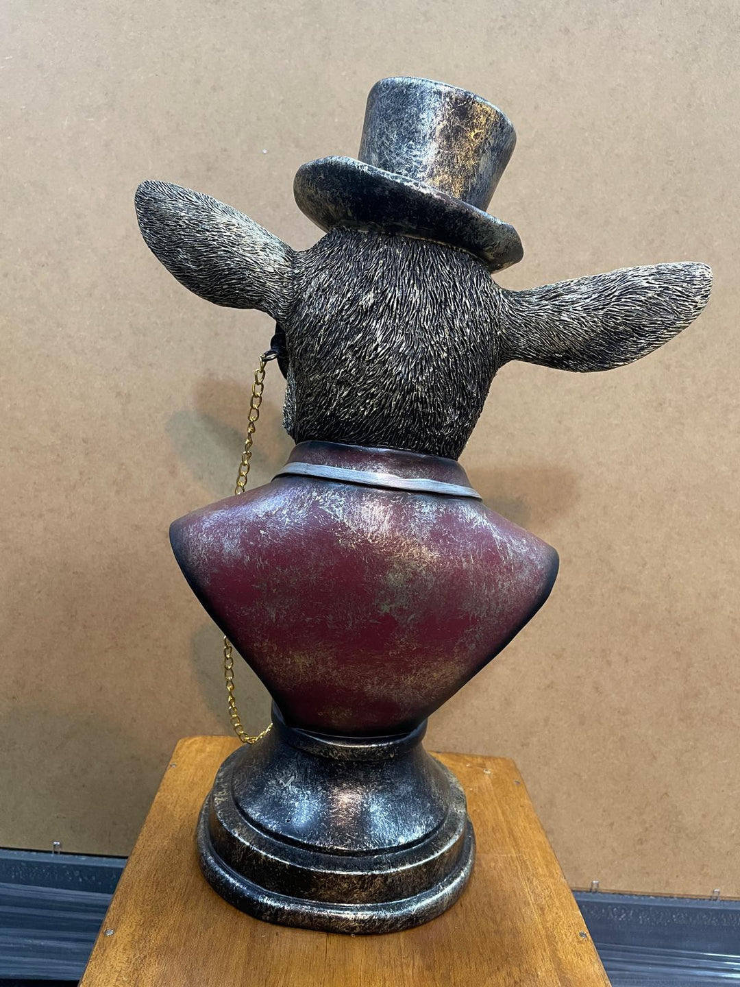 Goat Bust Figurine Statue Brushed Gold Art Ornament Hat suit &glasses Home Decor