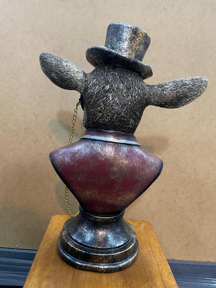 Goat Bust Figurine Statue Brushed Gold Art Ornament Hat suit &glasses Home Decor