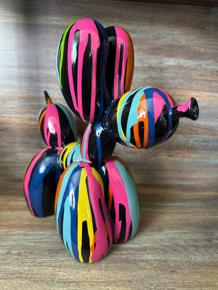 Multicolour Drip Art Balloon Dog Ornament – Modern Resin Pop Art Home Decor Sculpture