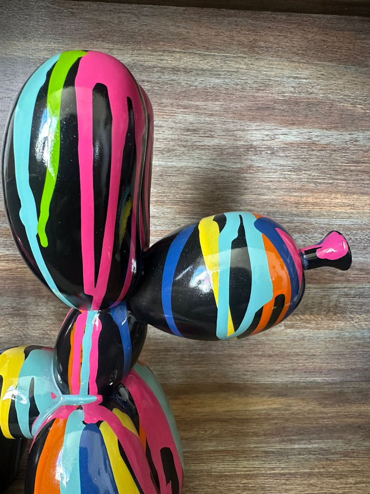 Multicolour Drip Art Balloon Dog Ornament – Modern Resin Pop Art Home Decor Sculpture