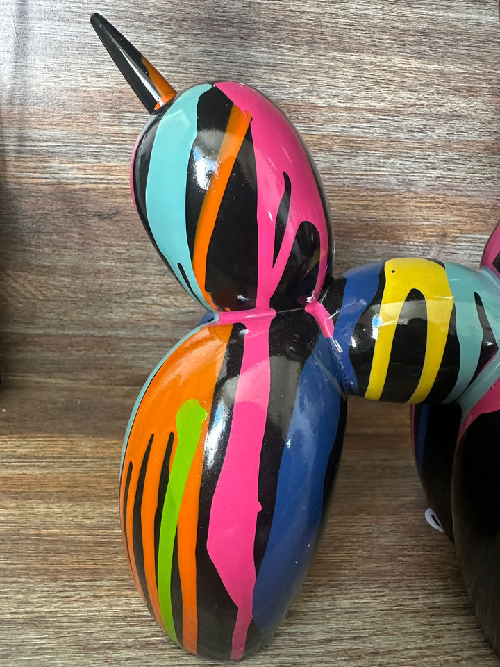 Multicolour Drip Art Balloon Dog Ornament – Modern Resin Pop Art Home Decor Sculpture