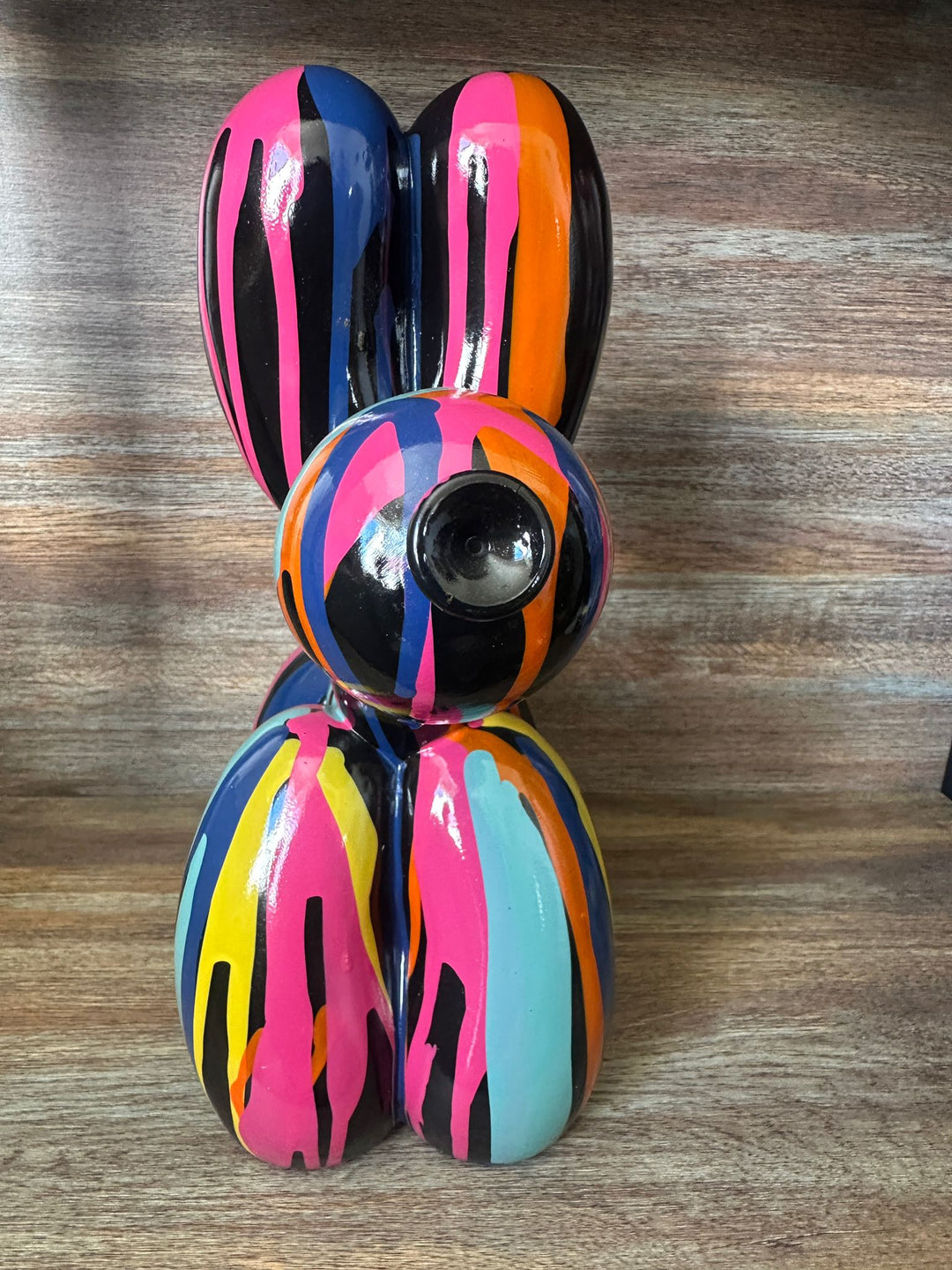 Multicolour Drip Art Balloon Dog Ornament – Modern Resin Pop Art Home Decor Sculpture