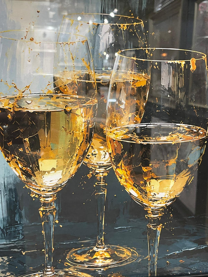 Red Wine or White Wine Glasses Liquid Art Wall Picture – Black Framed Wine & Drinks Artwork for Home Décor