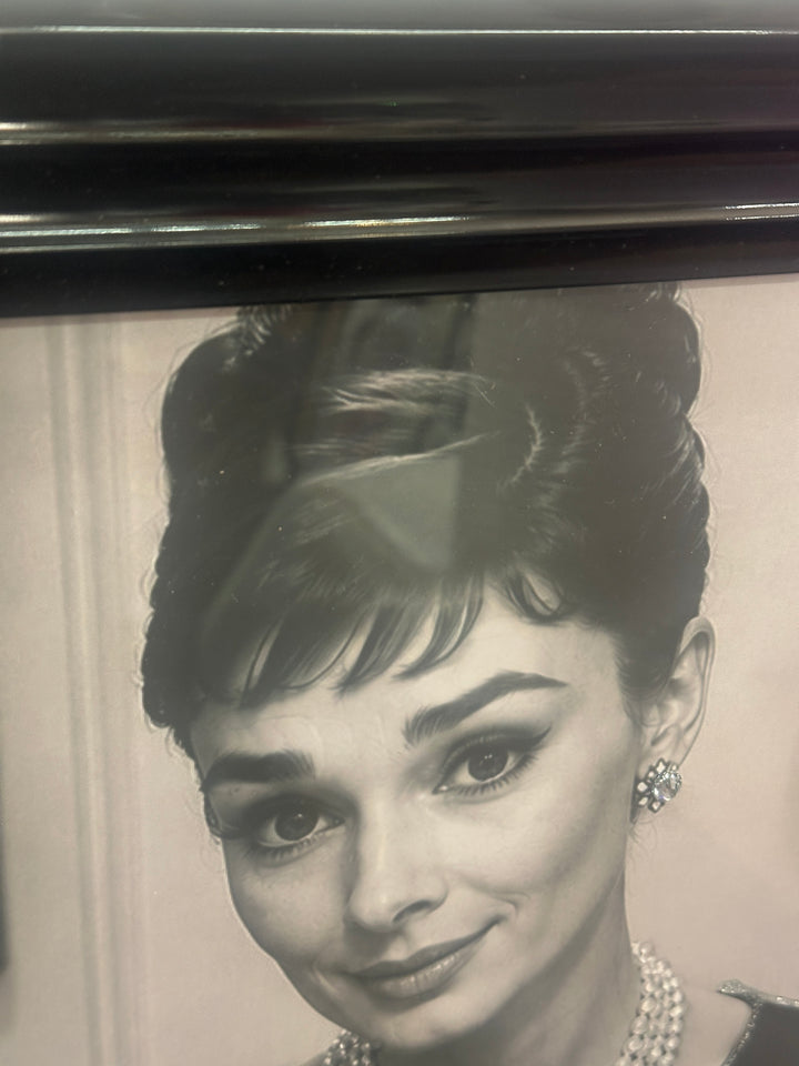 Audrey Hepburn Bathroom Wall Art Reading Newspaper & Holding Toilet Roll Black and White Bathroom Decor