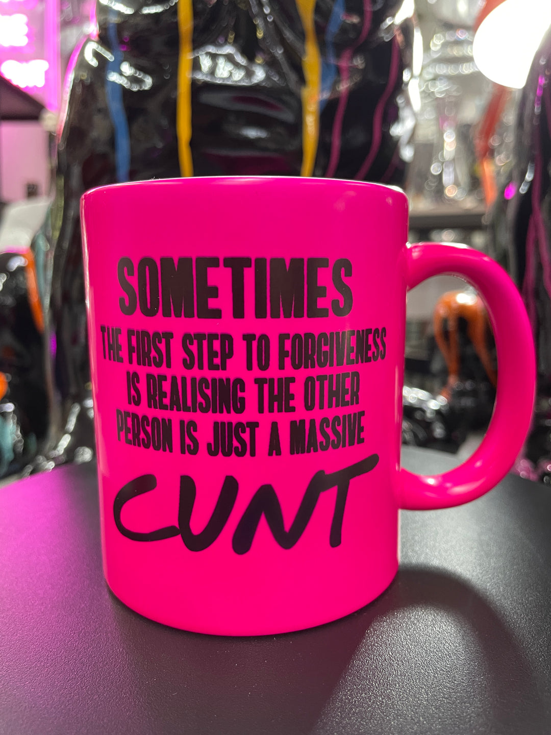 Neon pink novelty funny, cheeky, rude sometimes C**NT ceramic handmade